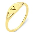 thumbnail image 1 of 14k Real Solid Yellow Gold Initial Signet Stacking Ring, Personalized in Every Letter of the Alphabet, Midi Ring Gift for Women, 1 of 4