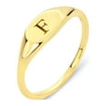 thumbnail image 1 of 14k Real Solid Yellow Gold Initial Signet Stacking Ring, Personalized in Every Letter of the Alphabet, Midi Ring Gift for Women, 1 of 4
