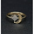 thumbnail image 1 of 14k Real Solid Yellow Gold Moon and Star Ring, 14k Solid Gold Women Dainty Ring, Crescent Gemstone Gold Ring for Women, Gift,Moon Gold Ring (Ring size:8;), 1 of 3