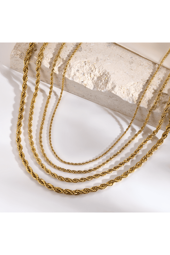 14k Real Solid Yellow Gold Rope Chain Necklace (1.6 mm, 30 inch)