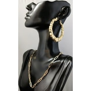 BOSPHORUSGOLD 14k Real Solid Yellow Gold Textured Heart Hoop Earrings,High Quality,25mm-70mm Gold Hoop Earrings,Women Earrings (Size:35mm pair;)