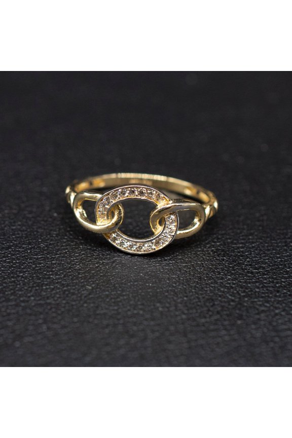 14k Real Solid Yellow Gold Triple Circle Ring, 14k Solid Gold Women Dainty Ring, Circle Gemstone Gold Ring for Women, Gift, Gold Ring (Ring size:8 1/2;)