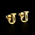 thumbnail image 1 of 14k Real Yellow Gold Initial Letters Stud Earrings /Alphabetic Letters Earrings / Diamond Cut Letters Earrings Push Back / Aretes Oro Real, 1 of 6
