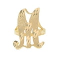 thumbnail image 1 of 14k Real Yellow Gold Ladies Tendy Chic Diamond Cut Cursive Inital Letter M Ring, 1 of 4