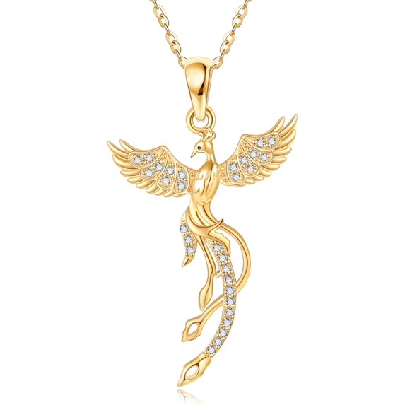 Phoenix Rising Ring Gold 14k Real Yellow Gold Phoenix Necklace Phoenix Rising Pendant Necklaces ...