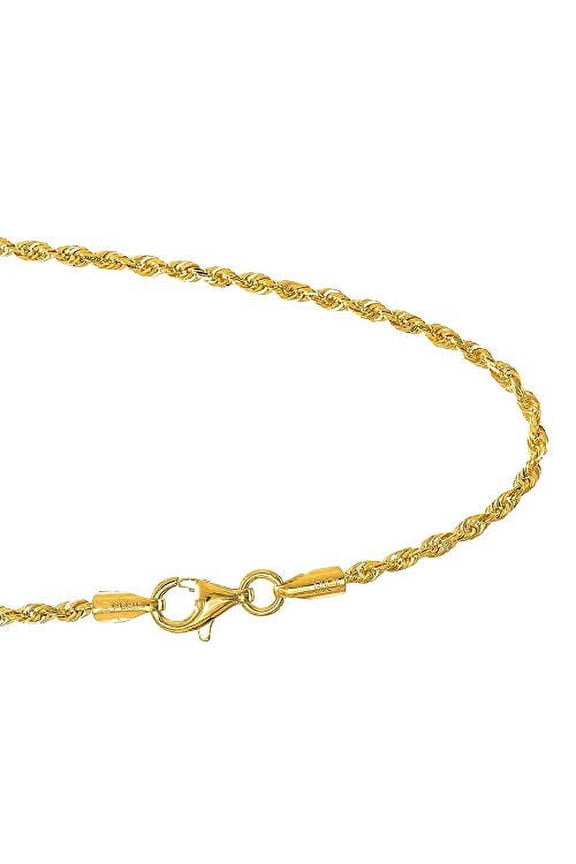 14k Real Yellow Gold Rope Chain Anklet 10 inches 1.5 mm