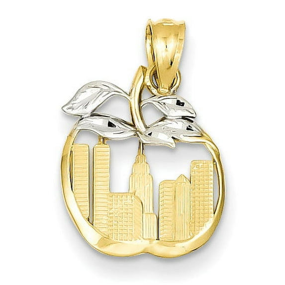 14k & Rhodium Cut-out New York Skyline in Apple Pendant