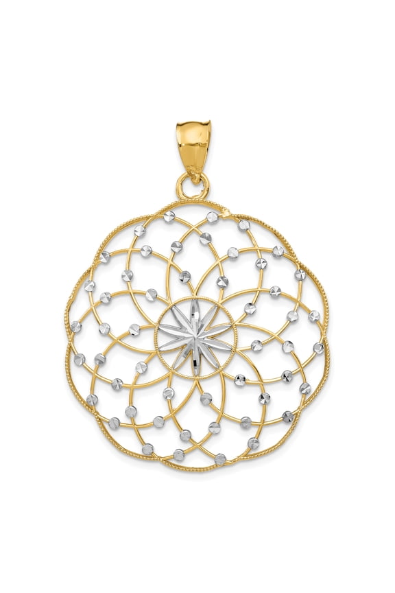 14k Rhodium Diamond Cut Sphere Pendant