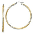 thumbnail image 1 of 14k & Rhodium Diamond-cut 2.5mm Twisted Hoop Earrings 14k Yellow Gold Earrings, 1 of 4