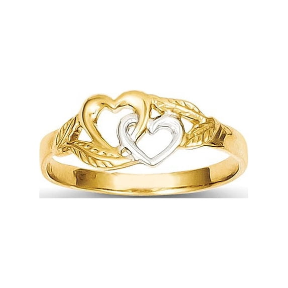 14k & Rhodium Double Heart Cut-Out Ring