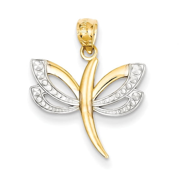 14k & Rhodium Dragonfly Pendant