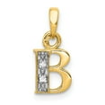thumbnail image 1 of 14k & Rhodium Polished .01ct Diamond Initial B Pendant in 14k Yellow Gold w/ Rhodium Plating, 1 of 3