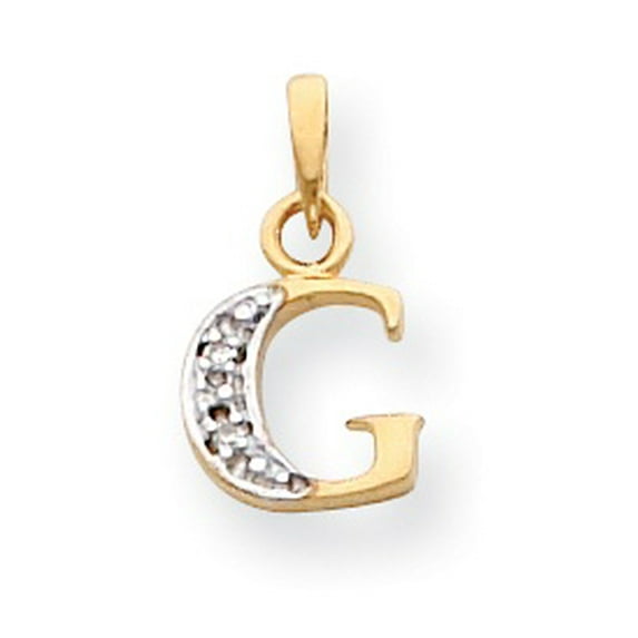 14k & Rhodium Polished .01ct Diamond Initial G Charm