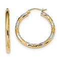 thumbnail image 1 of 14k & Rhodium Polished, Satin & D/C Hoop Earrings, 1 of 2