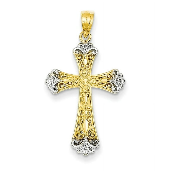 14k & Rhodium Reversible Cross Pendant