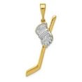 thumbnail image 1 of 14k & Rhodium Solid Polished Hockey Stick Pendant in 14k Yellow Gold w/ Rhodium Plating, 1 of 3