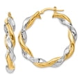 thumbnail image 1 of 14k & Rhodium Twisted Hoop Earrings, 1 of 1