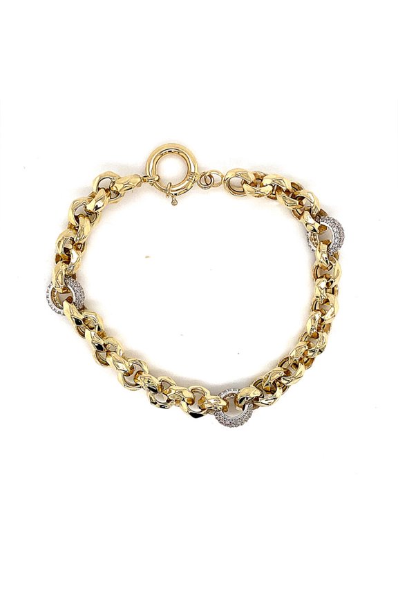 14k Rolo Link CZ Bracelet  0096