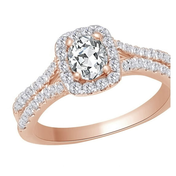 AFFY 14k Rose Gold 0.62 cttw White Natural Diamond Pinch Shank Halo Engagement Wedding Ring With Ring Size 4