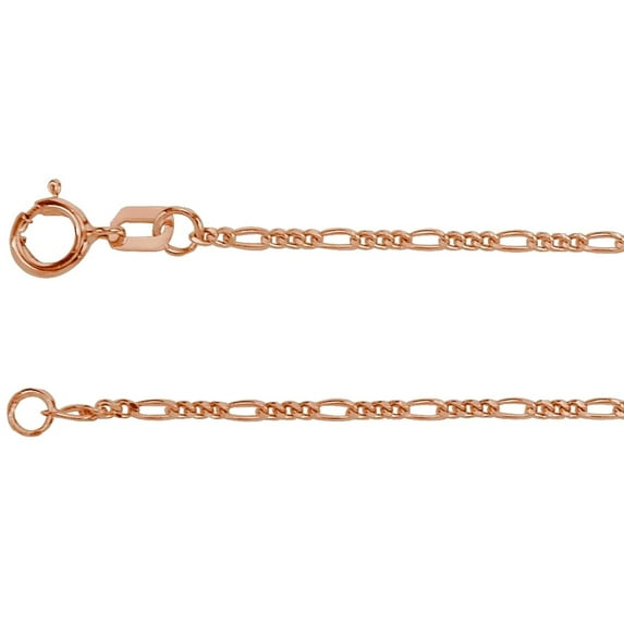14k Rose Gold 1.28mm Figaro 18 Inch Chain Necklace Chain Necklace for Women and Men - 1.9 Grams