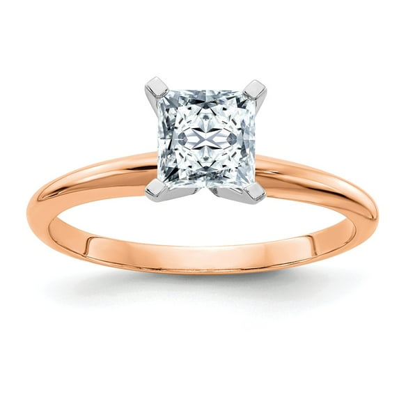 14k Rose Gold 1.5ct. 6.5mm Colorless Moissanite Princess Solitaire Engagement Ring Size 8