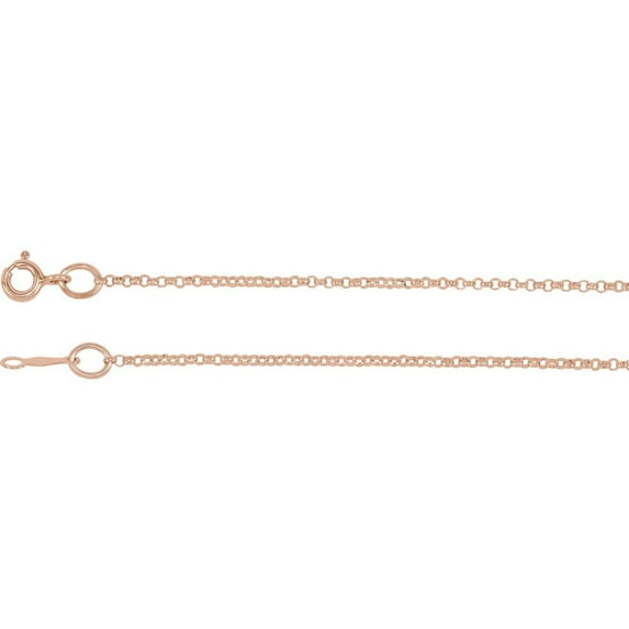 14k Rose Gold 1.5mm Necklace - 2.3 Grams - 16 Inch Rolo Chain With Spring Ring