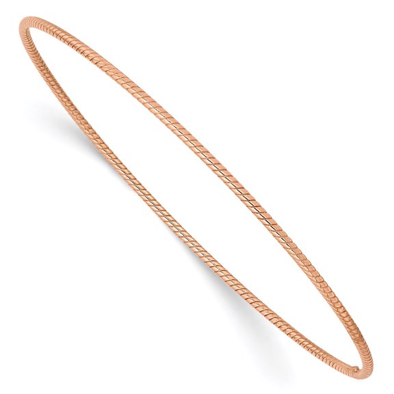 14k Rose Gold 1.5mm Twist Slip-on Bangle Bracelet Fine Jewelry For Women Gifts For Her, 8"