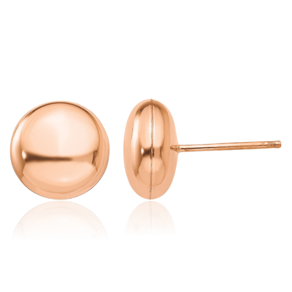 ICE CARATS 14K Rose Gold Large Button Stud Earrings - 10.5mm 3/8 inch - Lightweight, Butterfly Back Women's