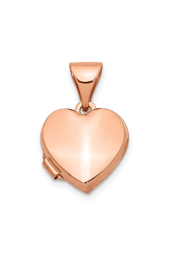 14k Rose Gold 10mm Plain Heart Locket