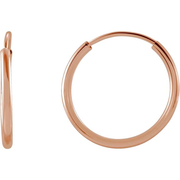 14k Rose Gold 12mm Polished Endless Flexible Tube Hoop Earrings Hoop Earring for Women - .3 Grams