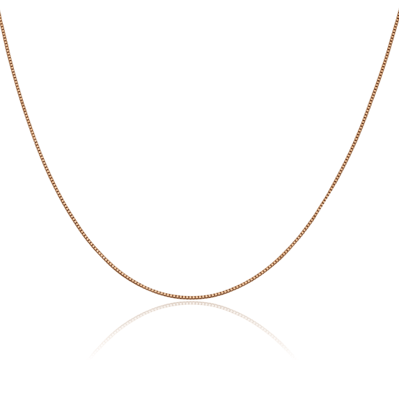 14K Solid Rose Pink Gold 1mm Box Link Chain Necklace