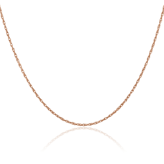 14K Solid Rose Pink Gold 1.10mm Rope Chain Twisted Link Necklace