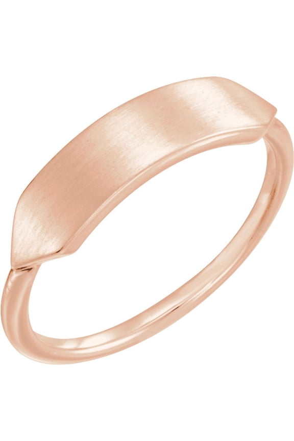 14k Rose Gold 19.7x5mm Geometric Signet Metal Fashion Ring Fine Jewelry For Women Gifts For Her, Size 7