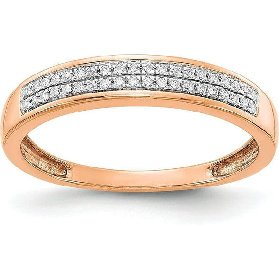 14k Rose Gold 2-row Diamond Band - Ring Size 7.0 Natural Diamonds
