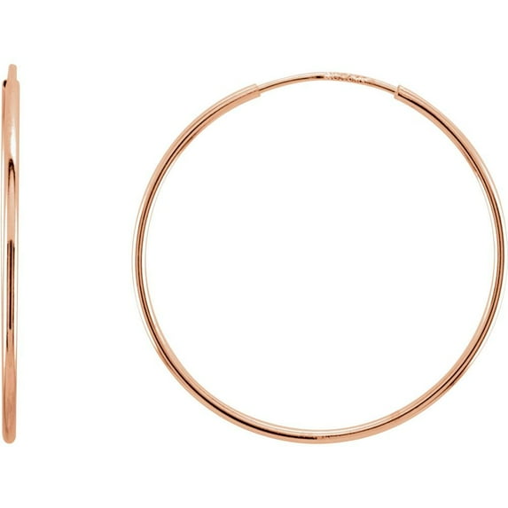 14k Rose Gold 24mm Polished Endless Hoop Earrings - .6 Grams