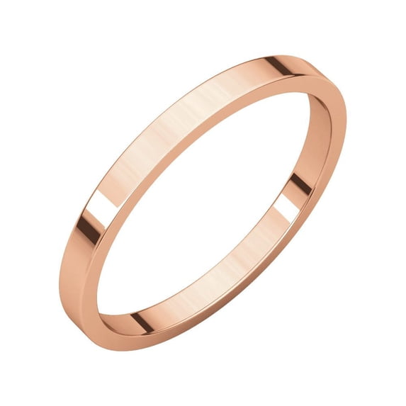 14k Rose Gold 2mm Flat Band Ring - 2.0 Grams - Size 8