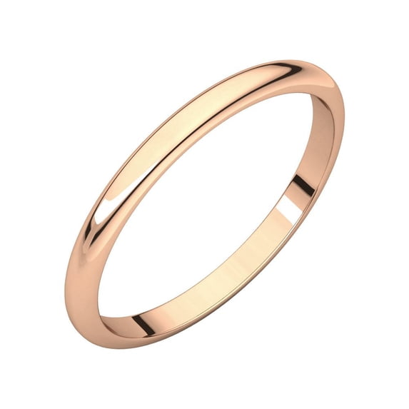 14k Rose Gold 2mm Half Round Band Ring - 1.6 Grams - Size 4.5