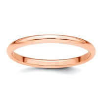 14k Rose Gold 2mm Half-round Wedding Band Ring Size 5 Wedding Band for Women and Men - 1.5 Grams