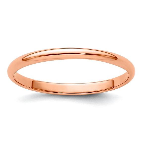 14k Rose Gold 2mm Ltw Half Round Band Ring Size 7 Ring for Women and Men - 1.3 Grams