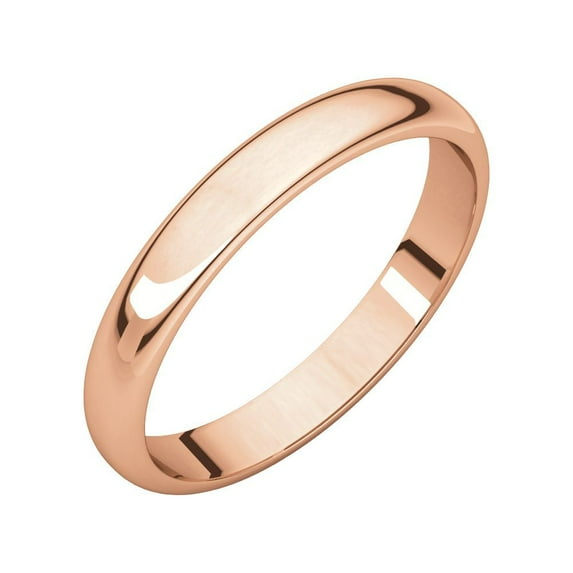14k Rose Gold 3mm Half Round Band Ring - 2.3 Grams - Size 5.5