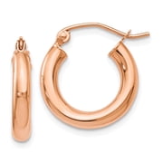 Leslies 14K Rose Gold 3mm Polished Hoop Earrings