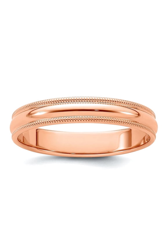 14k Rose Gold 4mm Milgrain Half-round Wedding Band Ring Size 7 Wedding Band for Women and Men