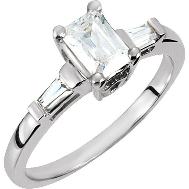 14k Rose Gold 5.5x4mm Emerald Cut Accented Bridal Wedding Engagement(04)