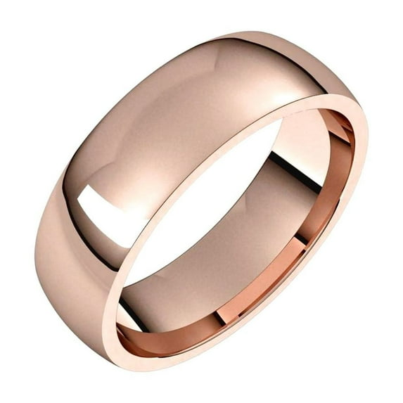 14k Rose Gold 6mm Polished Light Comfort-Fit Band Ring Size 6.5 Ring for Women and Men - 6.5 Grams