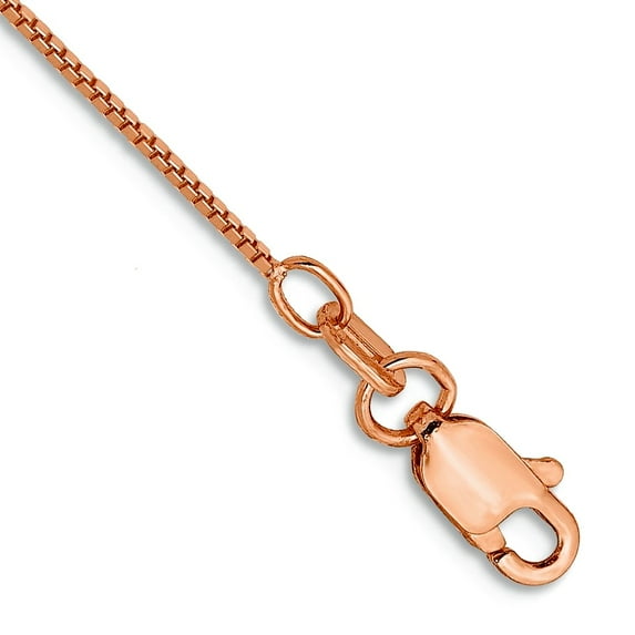 14k Rose Gold .70mm Box Chain Anklet 10 Inch Anklet for Women and Men - 1.3 Grams
