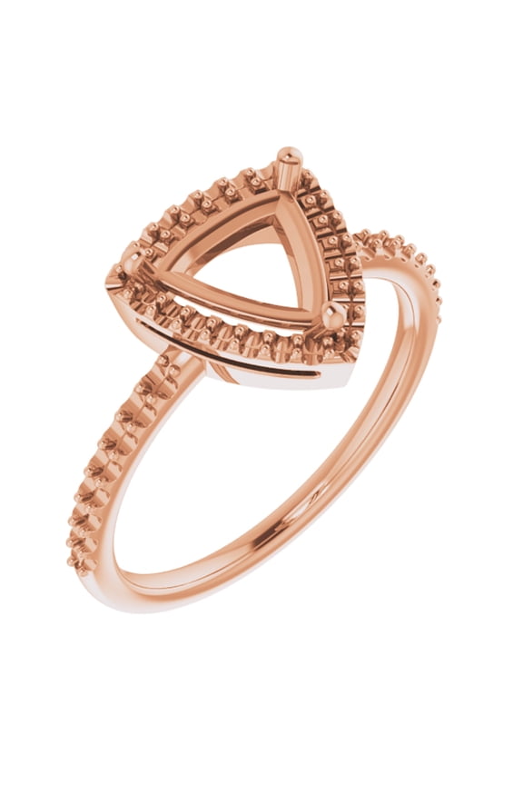 14k Rose Gold 8mm Trillion Triangle Shape Diamond Semi-Mount Halo-Style Fashion Ring Fine Jewelry For Women Gifts For Her (Mounting Only, Not All Stones Included, 1/4 cttw), Size 7