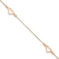 thumbnail image 1 of 14k Rose Gold Adjustable Fancy Heart 9in Plus 1in Ext. Anklet, 1 of 6