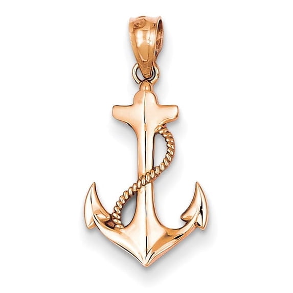 14k Rose Gold Anchor Charm Pendant