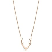 FREMADA KoolJewelry 14k Rose Gold Antler Adjustable Length Necklace (adjusts to 17" or 18")