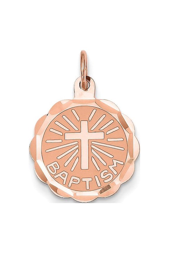 14k Rose Gold Baptism Charm